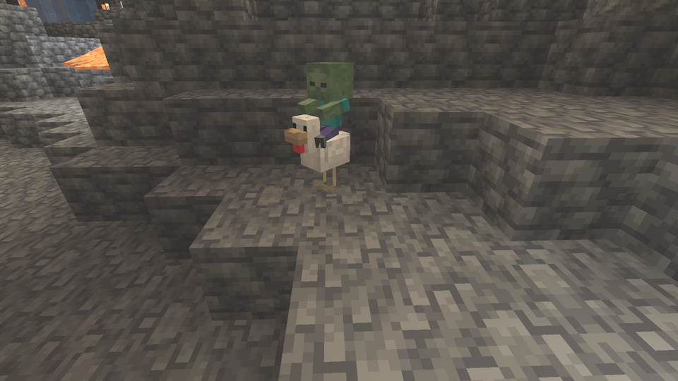 Chicken Jockey in a cave