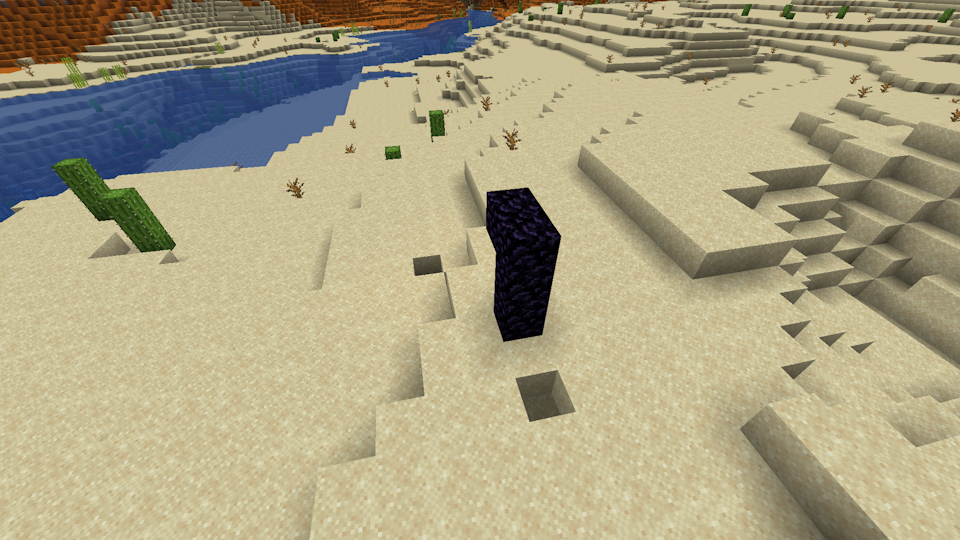 Screenshot of a Ruined Portal in a desert