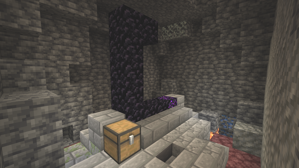 Screenshot of an underground Ruined Portal