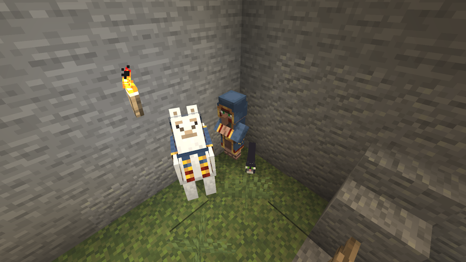 Wandering Trader, Cat, and Trader Llama