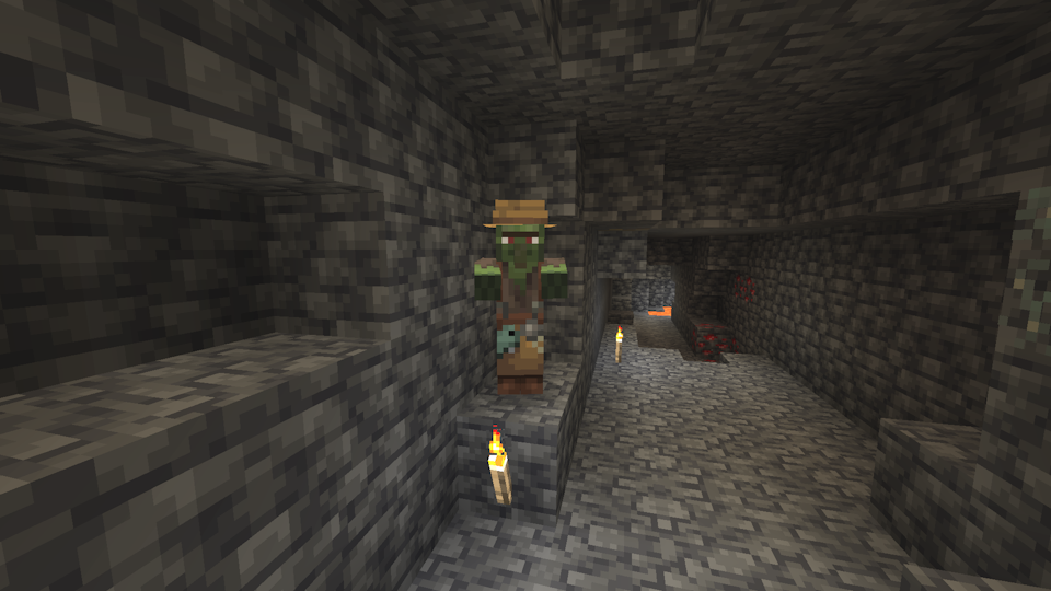 Zombie Villager in a cave